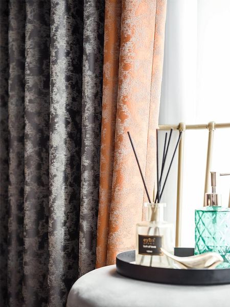 

curtain & drapes custom nordic modern light luxury livingroom splicing oranger gray shading bedroom blackout drape m917