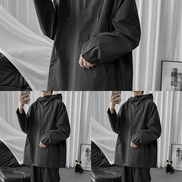 

мужские свитера пару большой весной и осенью новый пуловер sweatertop sweaterloose вскользь топ с капюшоном свитер мужчин шею экипажа пулове, Black