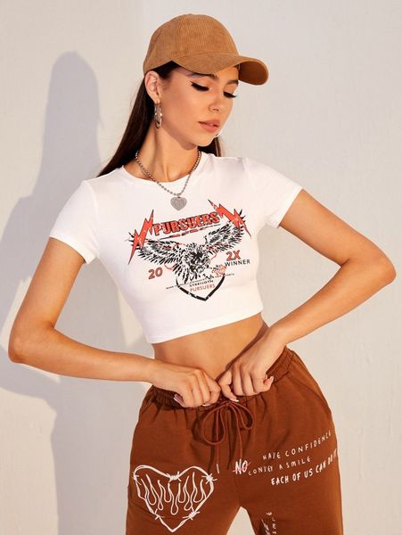 

eagle & letter graphic crop 92j5#, White