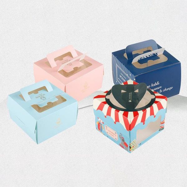 

gift wrap 5 pcs /kraft box cake west point white dessert pink green packaging paper cup wedding party portable carton
