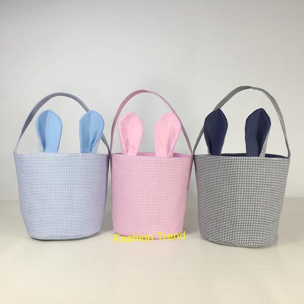 

10pcs/lot selling ear multi colors checkered easter bucket wholesale gift bag