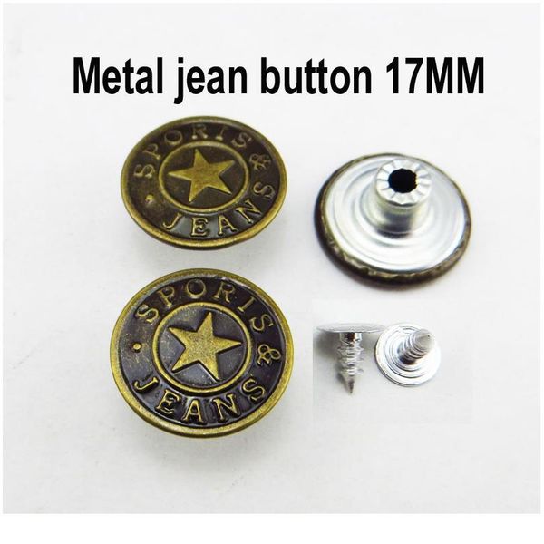 

50pcs 17mm mixed metal jeans button sewing clothes accessories garment decoration fit jmb-079 50 jlldje, Silver
