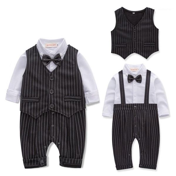 

infant baby boy spring autumn 2020 clothes romper+vest baby boy clothing suit gentleman 0-18 months kids infant clothing set1, Blue
