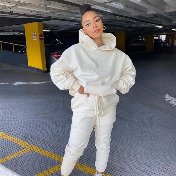 

hirigin solid womens set с капюшоном толстовка с капюшоном jogger брюки костюма трексуита со совпаданием двух частей набор осень зима повсед, Gray