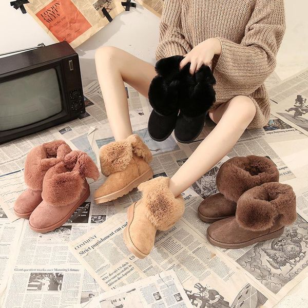 

winter thick non-slip warm breathable flip short tube cotton-padded shoes women's snow cotton boots cotton-padded shoes, Black