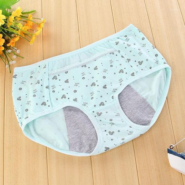 

new style plexus ya girl's menstrual panties head pocket medium waist combed cotton printed students menstrual boxers anti-side-1, Black;pink
