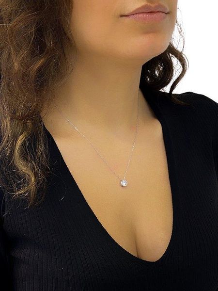 

certified cubic zirconia engagement 925 silver necklace