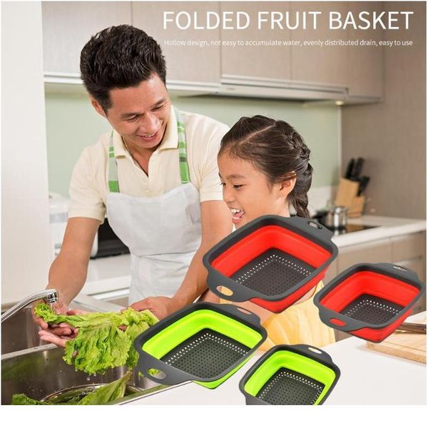 

1pcs folding drain basket retractable sile fruit vegetable colander kitchen leachate basket fruit vegetable washin bbymuy