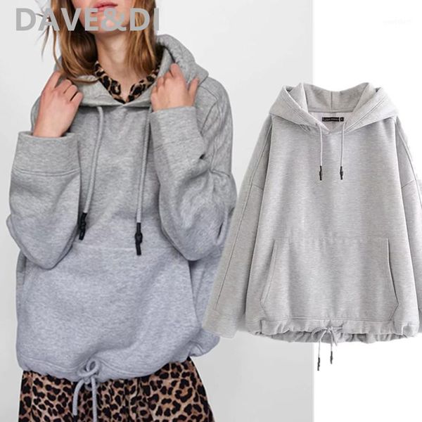 

dave&di england simple solid vintage pockets loose boyfriend solid winter hoodies women hooded sweatshirt women pullovers 1, Black