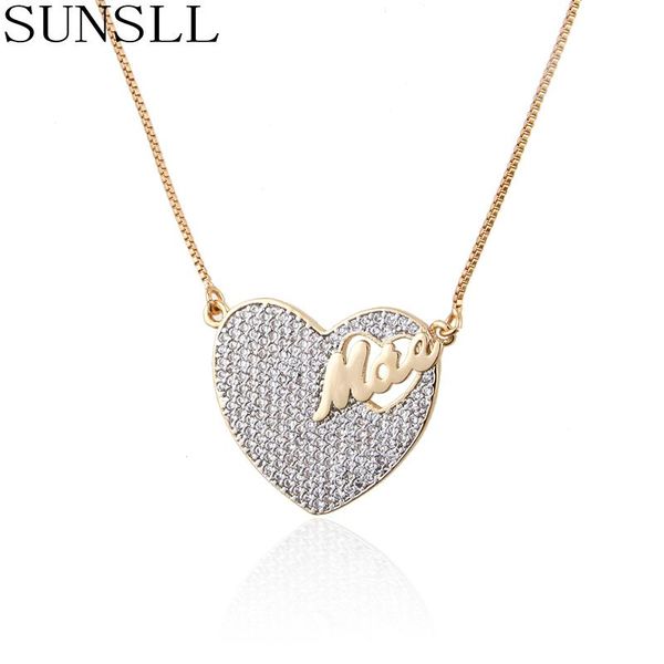 

sunsll new gold copper necklace ms. cubic zirconia necklace heart pendant alphabet women's party jewelry chain gifts, Silver