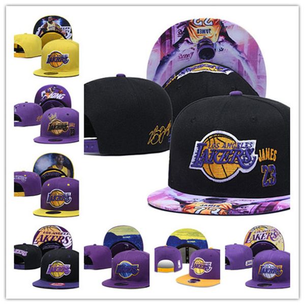 

los angeles mens womens lakers basketball snapback hats baseball football cap flat adjustable cap sports hat mix order, Black