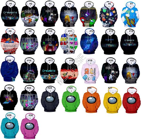 

among us letters hoodies 3d hooded pullover boy girl hip hop streetwear sweatshirts men women blouse sweater adults kids d112601, Black