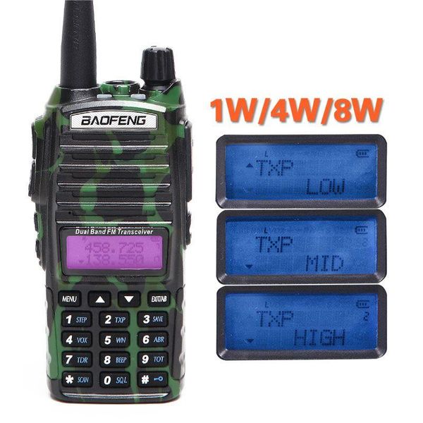 

baofeng uv-82 plus dual pwalkie talkie 8w powerful vhf uhf 10km long range portable cb handheld bf-uv82+acoustic tube headset