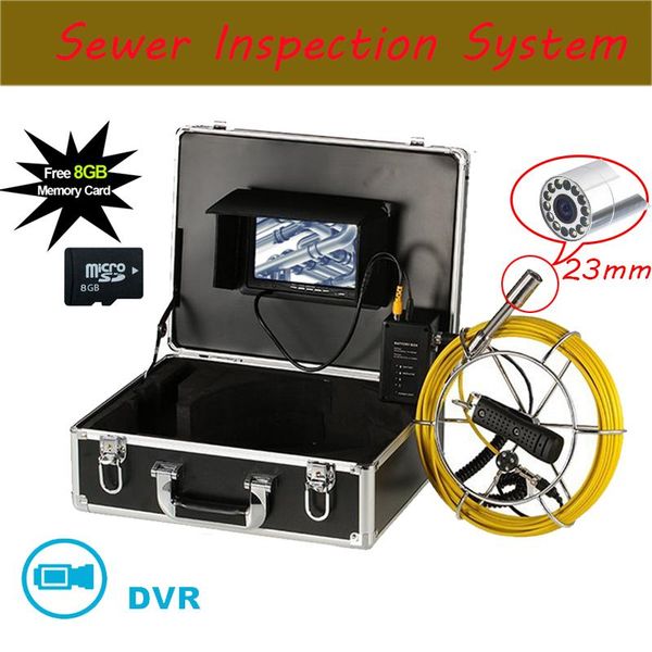 

23m/17mm/6.5mm inspection camera head sewer inspection system 7'' tft lcd dvr 30m cable reel with dvr function waterproof