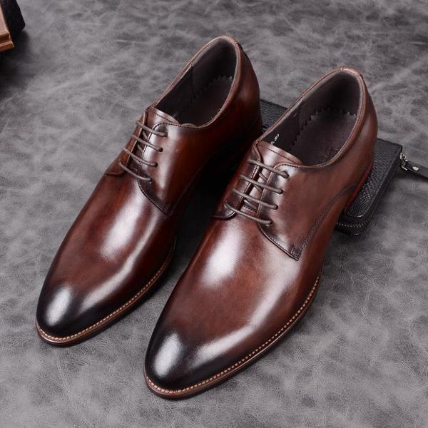 

men business formal wear leather shoes men's large size cowhide shoes wedding fashion comfortable, Black