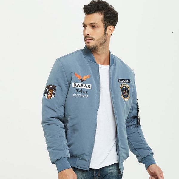 

warm parkas jacket men windbreaker 2021 new mens autumn winter bomber pilot coats embroidery male casual jacket high quality, Black