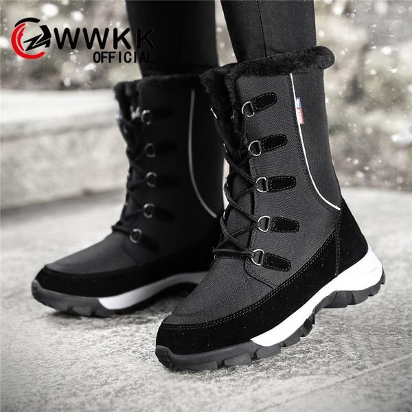 

boots wwkk 2021 winter women shoes platform snow woman plush warm female high ladies casual waterproof1, Black