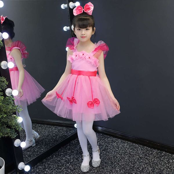 

dance factory sal children's pompous frock performance drs kindergarten lovely pink girl princs skirt chorus table, Blue