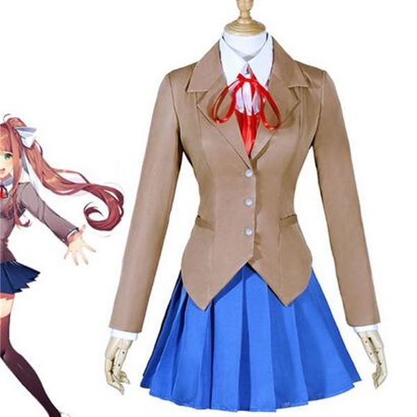 

doki doki literature club monika cosplay sayori yuri natsuki cosplay costume school uniform girl women costume game cos, Black