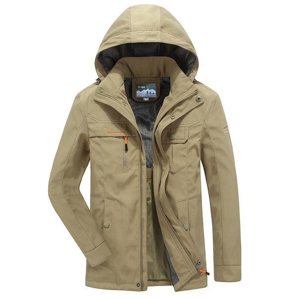 

2021 the new new loose male jacket size hood outdoor work 087n, Black;brown
