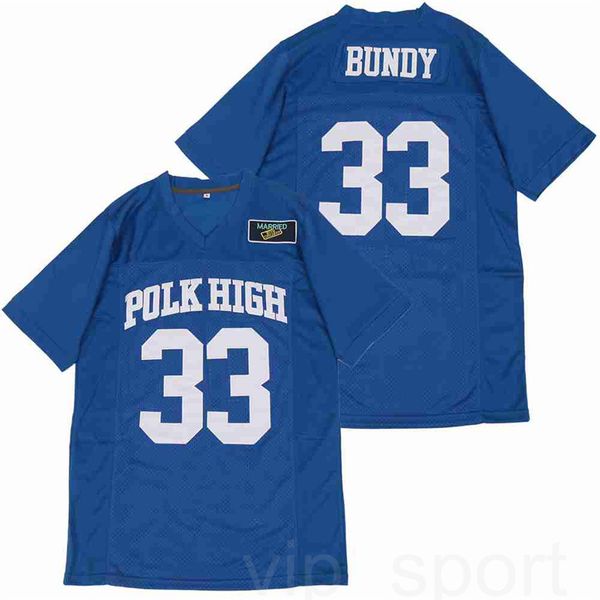 Herren Movie 33 Al Bundy Polk Fußballtrikot Sale Teamfarbe Blau Atmungsaktive reine Baumwolle Stickerei und Nähen Hohe Qualität