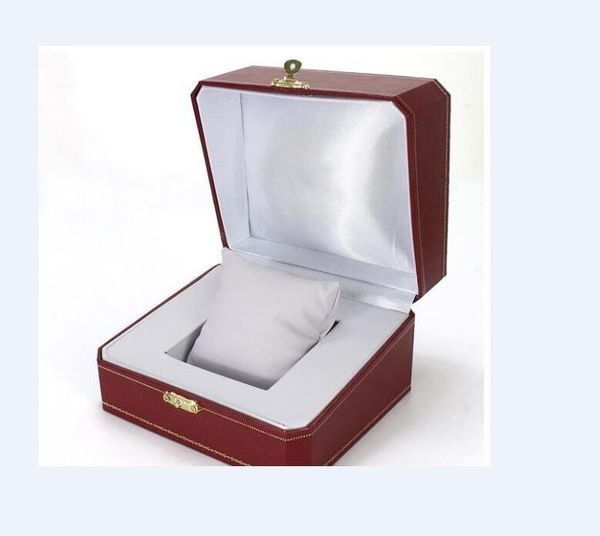 2023 Caixa de relógio de luxo Red Box New Square Caixa para Whit Box Whit Whit Cartão e papéis em inglês