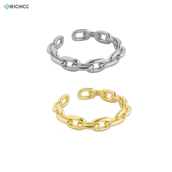

kikichicc 925 silver chain шкафчик нерегулярного регулируемого rock punk цепь женщины роскошные ювелирные изделия кольца для 2020 моды y2009, Slivery;golden