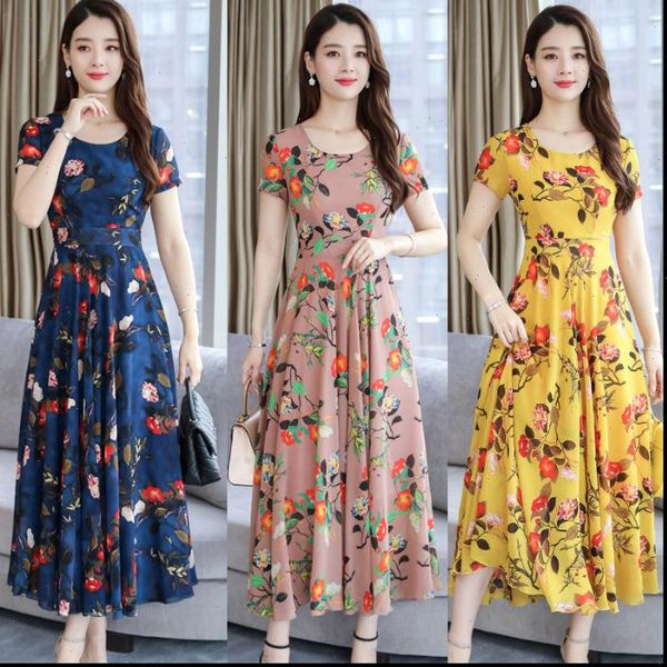 

casual polka long party dresses women short sleeve o neck elegant beach summer dress boho vestidos, Black;gray