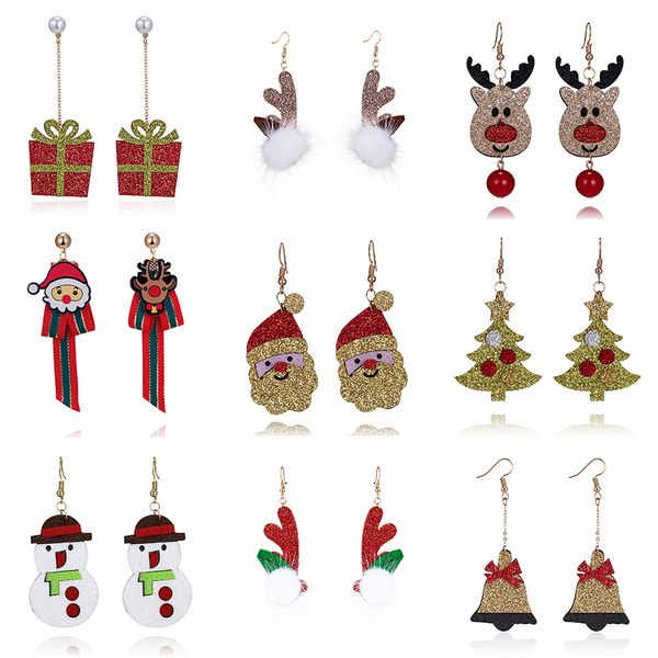 

snowman / cartoon bell santa claus elk felt fabric earrings for women christmas carnival party gift