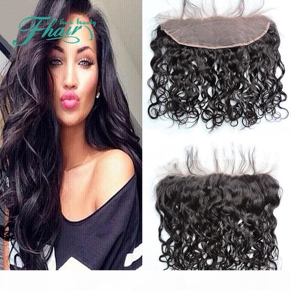 

13"x4 "ear to ear lace frontal closure 8a mongolian water wave full lace frontals human hair water and wavy closure bleached knots, Black;brown