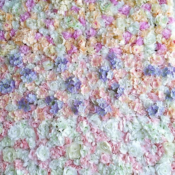 

60x40cm silk rose hydrangea champagne artificial flower for wedding decoration 3d flower wall romantic wedding backdrop decor1