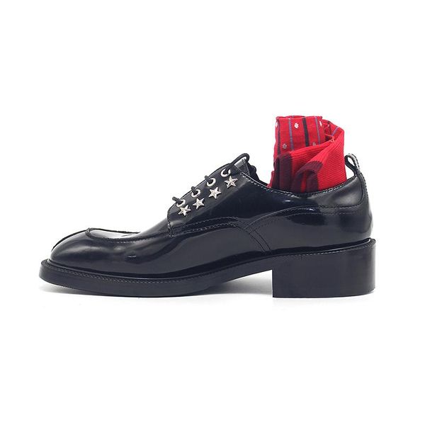 

dress shoes 2021 classic derby men metal decoration handmade lace up cow leather brand party wedding sapato masculino, Black