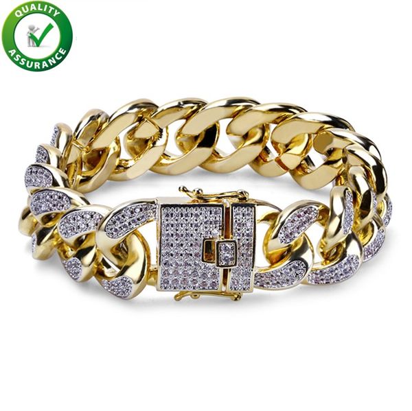 

Hip Hop Jewelry Men Bracelets Luxury Designer Love Bangle Miami Cuban Cuban Chain Bracelet 18mm Chunky Iced Out Bling Gold Silver CZ Fashion