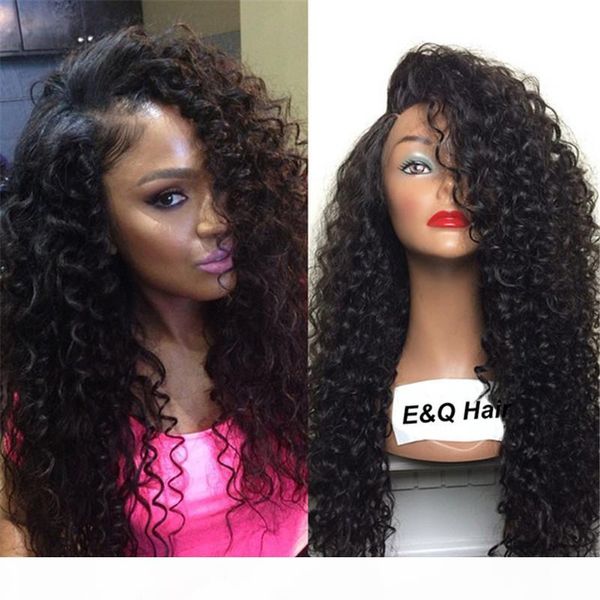 

алисса новый бразильский kinky завитые парики шнурка отбеленные сучки полный шнурок парики шнурка волос фронт человеческих волос парики с ре, Black;brown