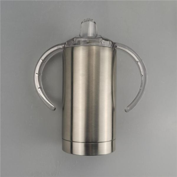 Am billigsten! 12oz Straight Sippy Cup Edelstahl-Babyflasche mit zwei Deckeln, doppelwandige Kaffeetasse, isolierte Wasserflasche A02