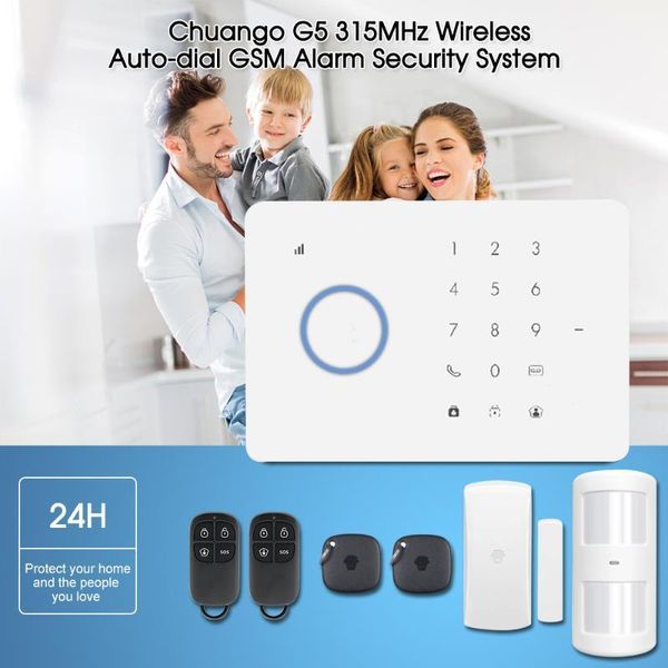 

chuango g5 315mhz wireless auto-dial gsm alarm security system kit app remote control lcd/rfid touch keypad home burglar alarm1
