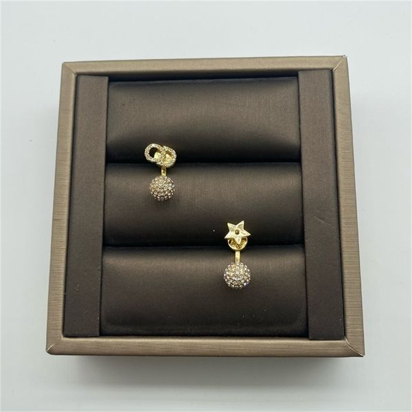 

85% off factory clearance home new round full diamond star earrings, Golden