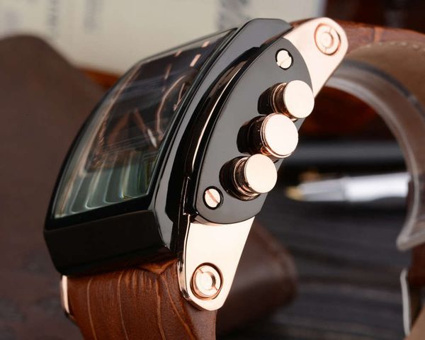 

leather men's square belt men's watch watch multi function watch 16a5npm4, Slivery;brown