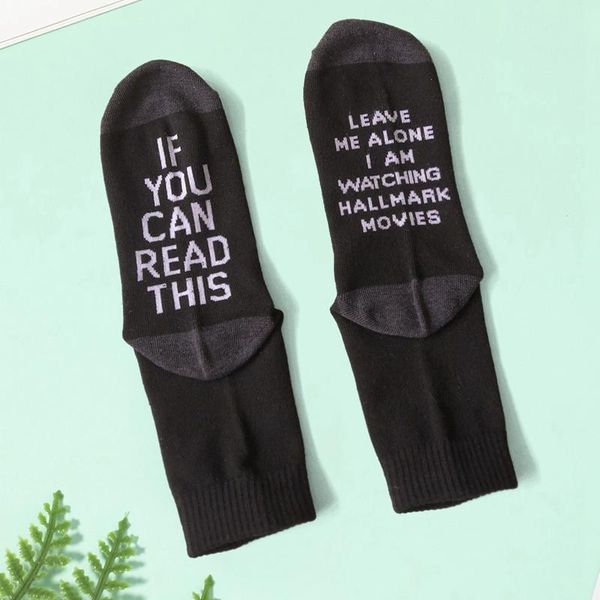 

letter print stylish cotton socks christmas socks gift navidad new year, Black