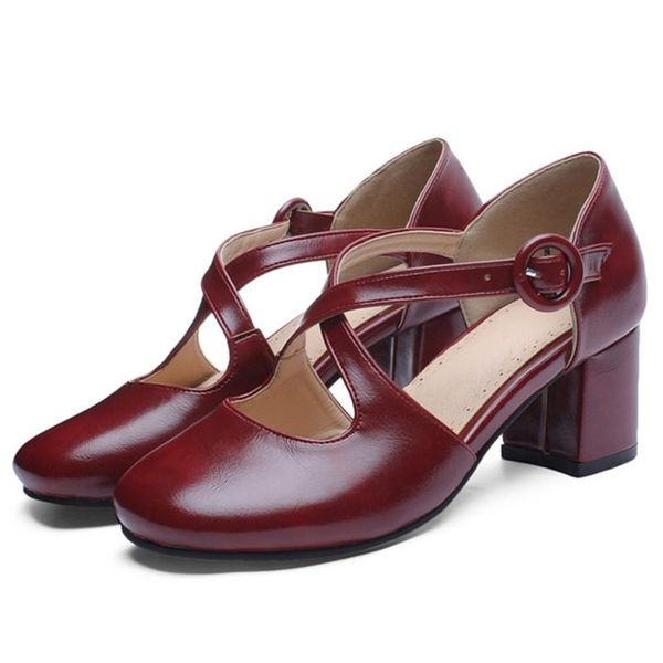 

agodor women shoes high heel pumps 2020 block heels ankle strap ladies shoes spring summer footwear femme sapato 33-43, Black