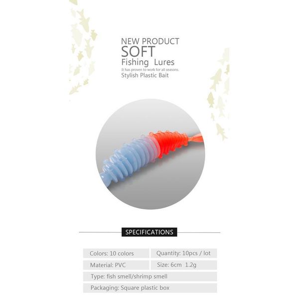 

10pcs/lot fishing soft trout lure sile bait wobbler swimbait pescaartificial worm baits 60mm 1.2g pvc eco-friendly qylhmx