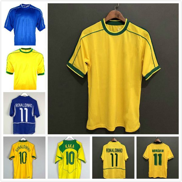 

2006 brasil ronaldinho adriano rivaldo romario soccer jersey brazils retro 94 98 04 06 football shirt classic ronaldo ronaldinho kaka fred, Black;yellow