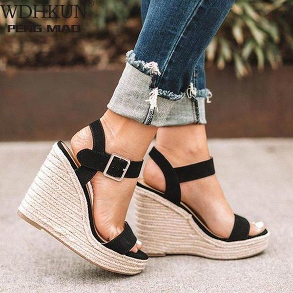 

sandals 2021 zapatos mujer ladies shoes woman chaussure gladiator women wedge summer pumps cross-tied high heels platform, Black