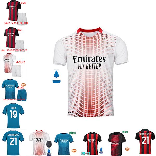 

2020 ac milan ibrahimovic soccer jersey man+kids kit anniversary edition rebic bennacer theo football jersey camisa ac milan 16-xxl, Black;yellow