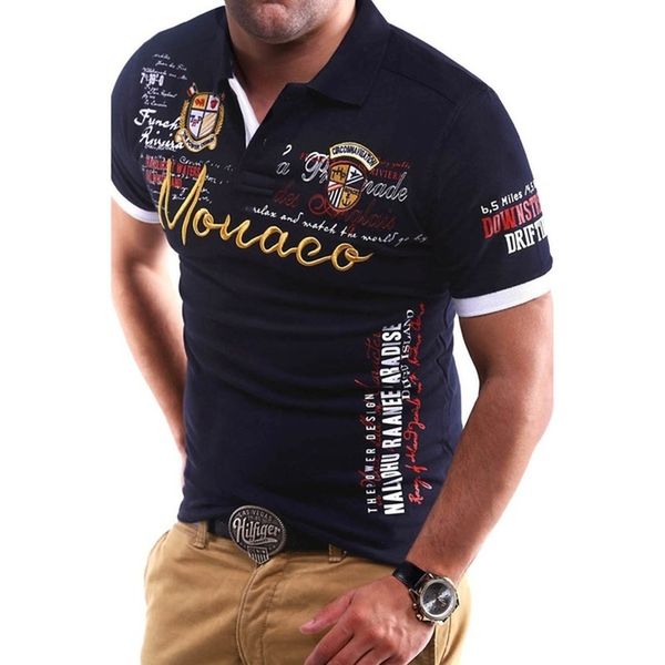 

goods in great demandfashion polyester men's polo slim fit shirt short sleeve polos shirts turn down collar casual printed men tees, White;black