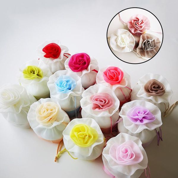 

gift wrap candy specie cloth storage for wedding women travel portable container mini round flower shape mesh drawstring bag