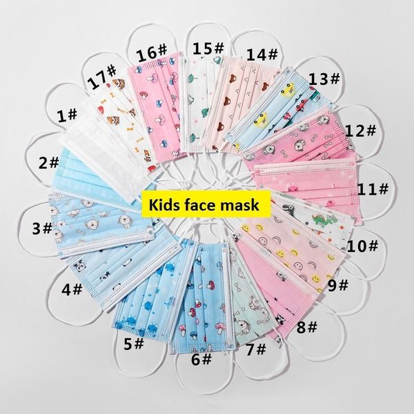 

kids disposable ply mask with nanofiber 3 filter lining elastic earloops cartoon dog panda dinosaur cat face masks