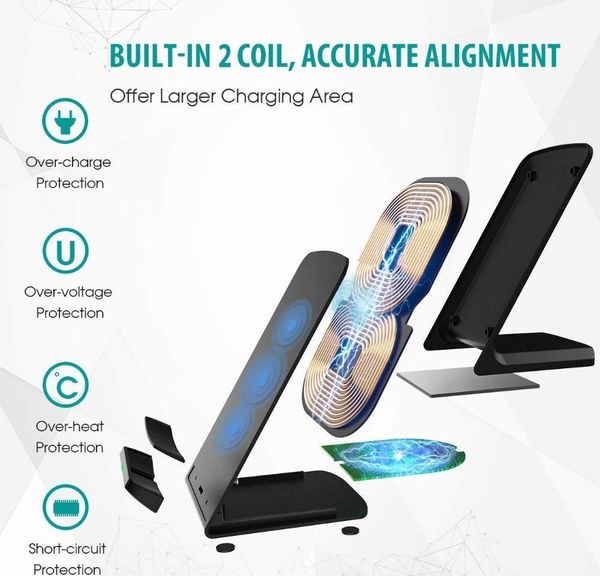 

15w qi wireless charger stand for iphone se2 x xs max xr 11 pro 8 samsung s20 s10 s9 fast charging dock s bbyabm packing2010