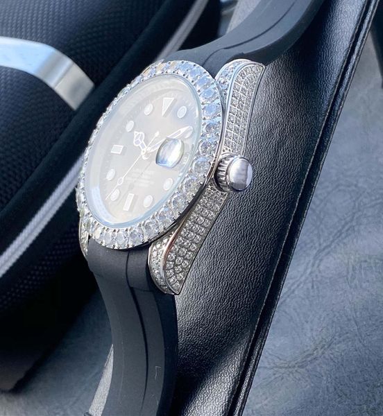 

2021 fashion business classic surface diamond rubber buckle fashion automatic mechanical waterproof men's, Slivery;brown