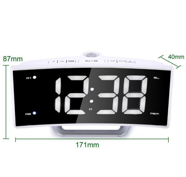 

arc radio projection alarm clock desk large led mirror display electronic digital luminous table clocks usb chargin sqcasr sports2010
